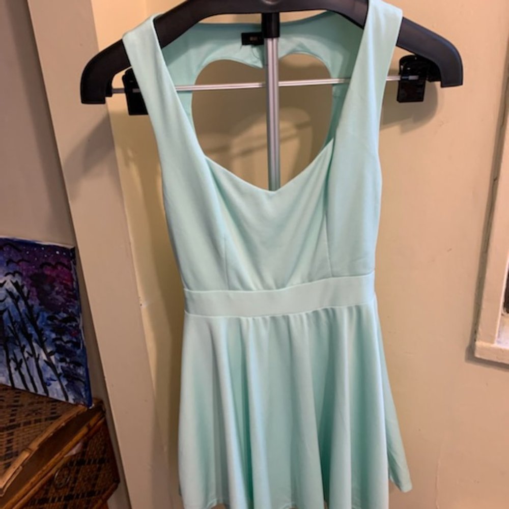 Miss Avenue Seafoam Green Heart Cut Out Dress